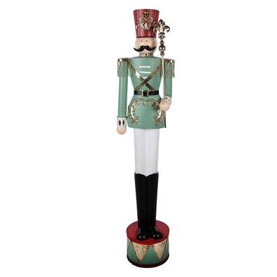 Clayre & Eef Weihnachtsdekorationsfigur Nussknacker 35x27x151 cm Grün Metall
