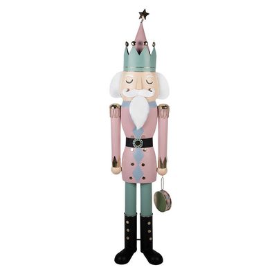 Clayre & Eef Weihnachtsdekorationsfigur Nussknacker 41x34x174 cm Rosa Metall