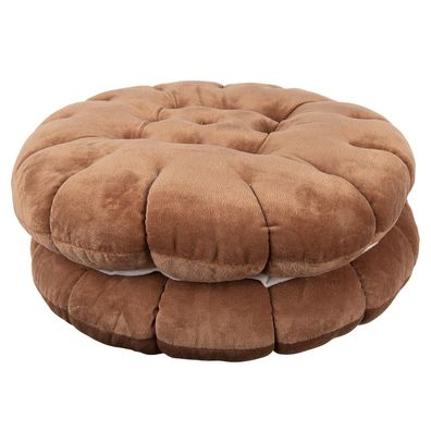 Clayre & Eef Dekokissen Ø 40x10 cm Braun Polyester (Gr. Ø 40x10 cm)