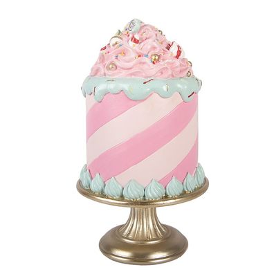 Clayre & Eef Dekorationsfigur Kuchen Ø 17x29 cm Rosa Kunststoff (Gr. Ø 17x29 cm)