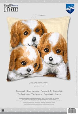 Vervaco PN-0008507 Stickkissen Motiv Drei Hundebabys