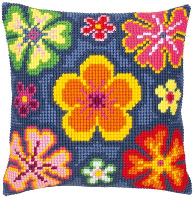 Kreuzstich-Kissen-Set Flower Power - Stickbild vorgezeichnet