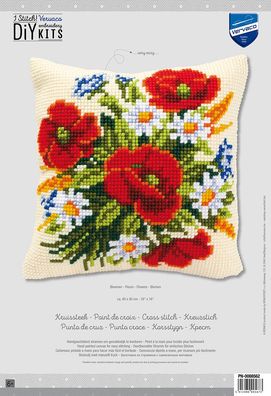 Kreuzstich-Kissen-Set Blumen - Stickbild vorgezeichnet