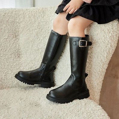 Neu Kinder Madchen Hohe Stiefel Prinzessin Pu Hohe Stiefel Weicher Show Schuhe