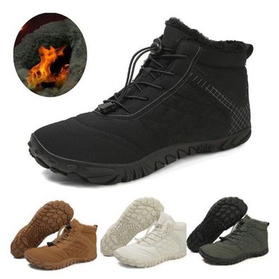 Herren Barfubschuhe Gefuttert Winterschuhe Damen Warm Winterstiefel Sneaker