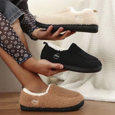 Damen Herren Plusch Hausschuhe Antirutsch Baumwolle Pantoffeln Polar Fleece