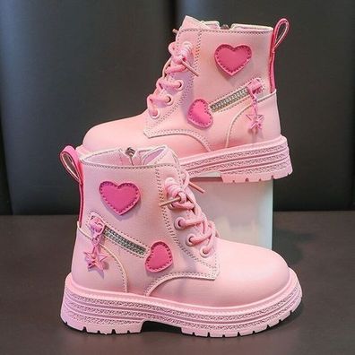 Madchen-Stiefel Herbst Winter Stiefel Prinzessin Schuhe rosa Herz Boots NEU - * -*