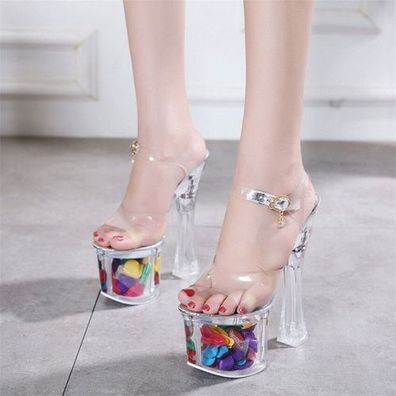 Nachtclubs Damenschuhe Plateau Pumps Plattform Sandalen Transparent High heels