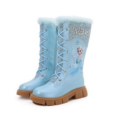 Winter Samten Kinder Madchen Elsa Prinzessin Paillette Pu Hohe Stiefel Neu