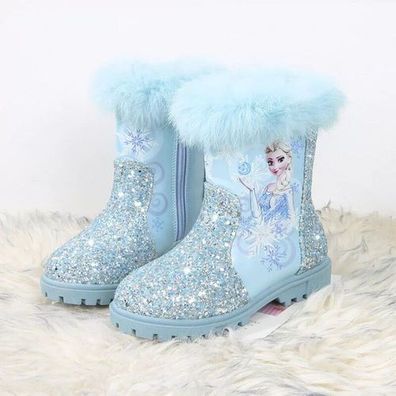 Winter Neu Elsa Kinder Madchen Elsa Prinzessin Kristall Paillette Kurze Stiefel