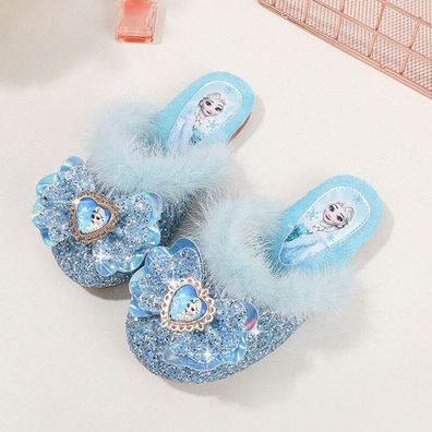 Kinder Madchen Kunstpelz Pailletten Schleife Elsa Princess Home Hausschuhe
