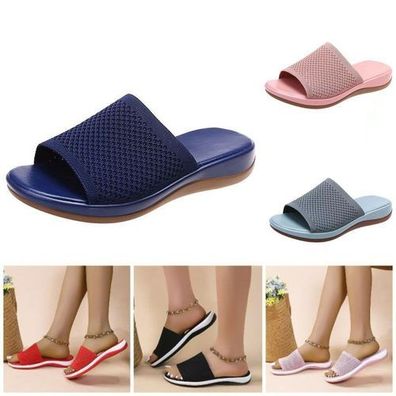 Damen Slip On Sandalen Freizeitschuhe Atmungsaktiv Slipper Leichte Hausschuhe