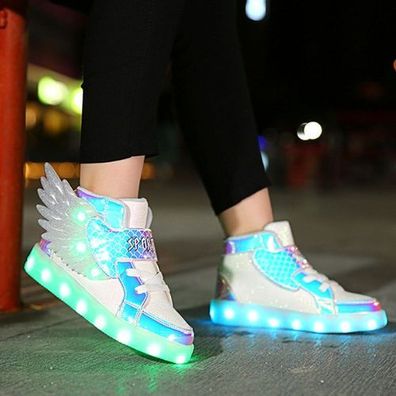 Kinder LED Farbwechsel Schuhe Sneaker Leuchtende Turnschuhe Glanzende Schuhe