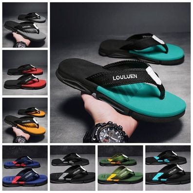 Herren Hausschuhe Flache Sandalen Pantoffeln Schuhe Zehentrenner Badelatschen