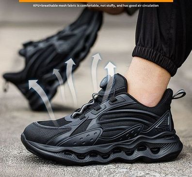 Herren Leichte Sicherheitsschuhe StahlKappe Arbeitsschuhe Schutzschuhe Drehknopf