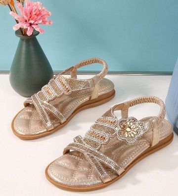 Kinder Madchen Sandalen Glitzer Riemchen Sommer Schuhe Blumen Sandaletten