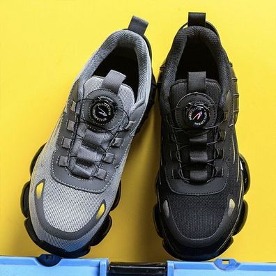 Herren Damen Sicherheitsschuhe Knopfe Arbeitsschuhe Atmungsaktiv Turnschuhe
