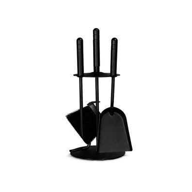 Kaminbesteck schwarz modern 4-teilig - Kamin-Set kompakt Ofenbesteck Industrial