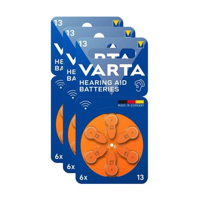 3x VARTA Hörgerätebatterien Zinc Air Hearing Aid 13 PR48 1,45V 6er Blister