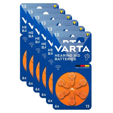 6x VARTA Hörgerätebatterien Zinc Air Hearing Aid 13 PR48 1,45V 6er Blister