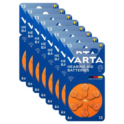 8x VARTA Hörgerätebatterien Zinc Air Hearing Aid 13 PR48 1,45V 6er Blister