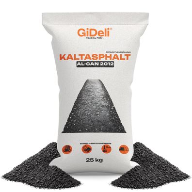 Kaltasphalt 25kg Bitumen Reparatur Schlagloch Rissfüller Fertig 0-8mm GiDeli