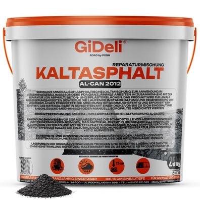 Kaltasphalt 25kg Bitumen Reparatur Schlagloch Rissfüller Fertig 0-8mm GiDeli