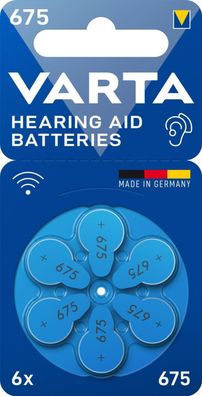 Varta Hearing Aid Hörgerätebatterien Batterien 675 PR 44 1,45 V 6er Blister