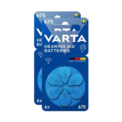 2x Varta Hearing Aid Hörgerätebatterien Batterien 675 PR 44 1,45 V 6er Blister