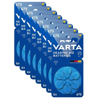 8x Varta Hearing Aid Hörgerätebatterien Batterien 675 PR 44 1,45 V 6er Blister