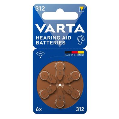 VARTA Hörgerätebatterien Zinc Air Hearing Aid 312 PR41 1,45V 6er Blister