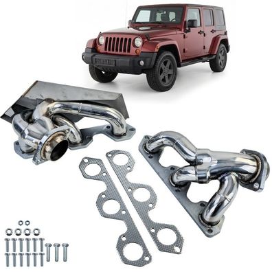 Edelstahl Fächerkrümmer Header poliert für Jeep Wrangler JK 2007-2011 3.8L