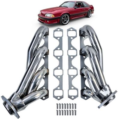 Edelstahl Fächerkrümmer Header poliert für Ford Mustang 1986-1995 5.0L