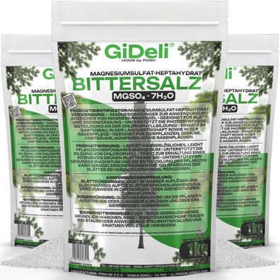 Bittersalz 3kg Magnesiumsulfat Koniferen Hecken Tannendünger Sofort Grün GiDeli