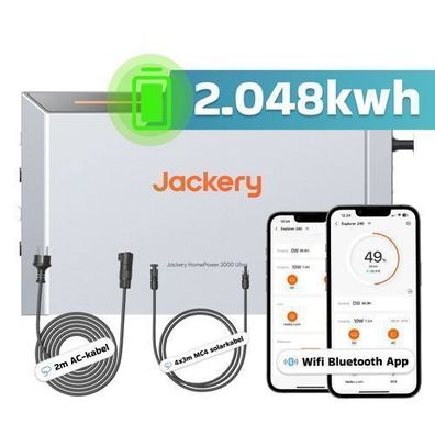 Jackery HomePower 2000 Ultra 2,048kWh LiFePO4 Solarspeicher für Balkonkraftwerk