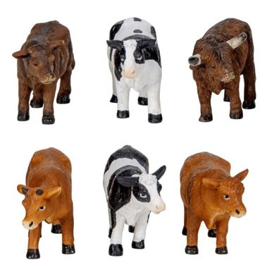 6 Stück Kühe Kuh Rind Figuren Set 3,5cm Tierfigur Dekoration Dekofiguren Deko
