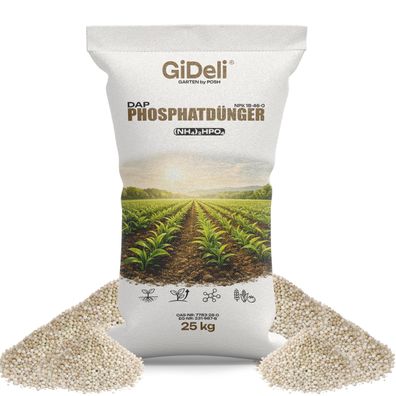 DAP 25kg Phosphatdünger Mais Getreide Granulat NPK 18-46 Wurzeln Löslich GiDeli