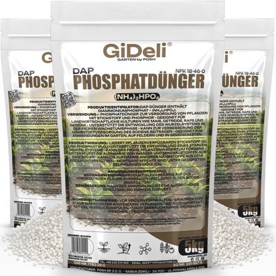 DAP 15kg Phosphatdünger Mais Getreide Granulat NPK 18-46 Wurzeln Löslich GiDeli