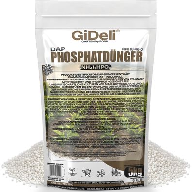 DAP 5kg Phosphatdünger Mais Getreide Granulat NPK 18-46 Wurzeln Löslich GiDeli