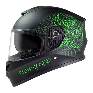 Integralhelm Helm Kinderhelm Motorradhelm Crosshelm Motocross Bio Hazard Grün