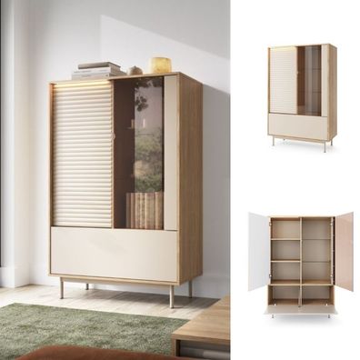 Vitrine MILIA TI1 - Standvitrine, Wohnzimmermöbel, Stauraum, LED Beleuchtung