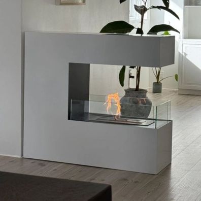 Topeka Raumtrenner Panorama Ethanolkamin Weiß