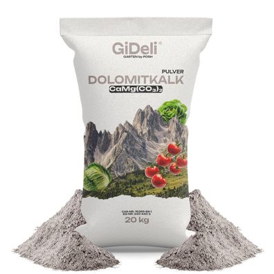 Dolomitkalk 20kg Rasenkalk Moosentferner Gartenkalk Magnesium Calcium pH GiDeli