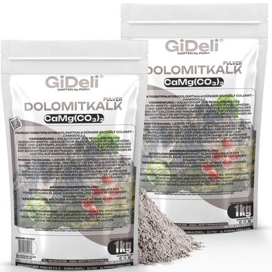 Dolomitkalk 2kg Rasenkalk Moosentferner Gartenkalk Magnesium Calcium pH GiDeli