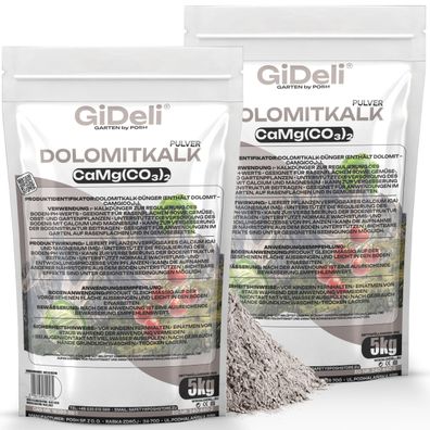 Dolomitkalk 10kg Rasenkalk Moosentferner Gartenkalk Magnesium Calcium pH GiDeli