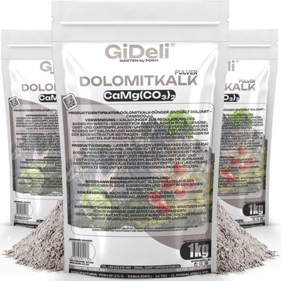 Dolomitkalk 3kg Rasenkalk Moosentferner Gartenkalk Magnesium Calcium pH GiDeli