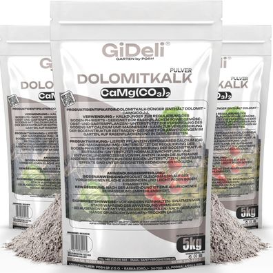 Dolomitkalk 15kg Rasenkalk Moosentferner Gartenkalk Magnesium Calcium pH GiDeli