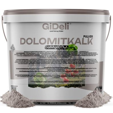 Dolomitkalk 5kg Rasenkalk Moosentferner Gartenkalk Magnesium Calcium pH GiDeli