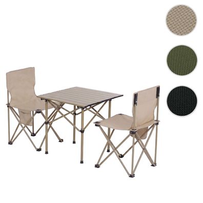 Campingset HWC-Q39, Tisch 2x Stuhl Klappstuhl Anglerstuhl faltbar, Metall Stoff