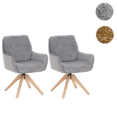 2er-Set Esszimmerstuhl HWC-Q37, Auto-Return, Stoff 680g/m² Chenille Öko-Tex Holz MVG